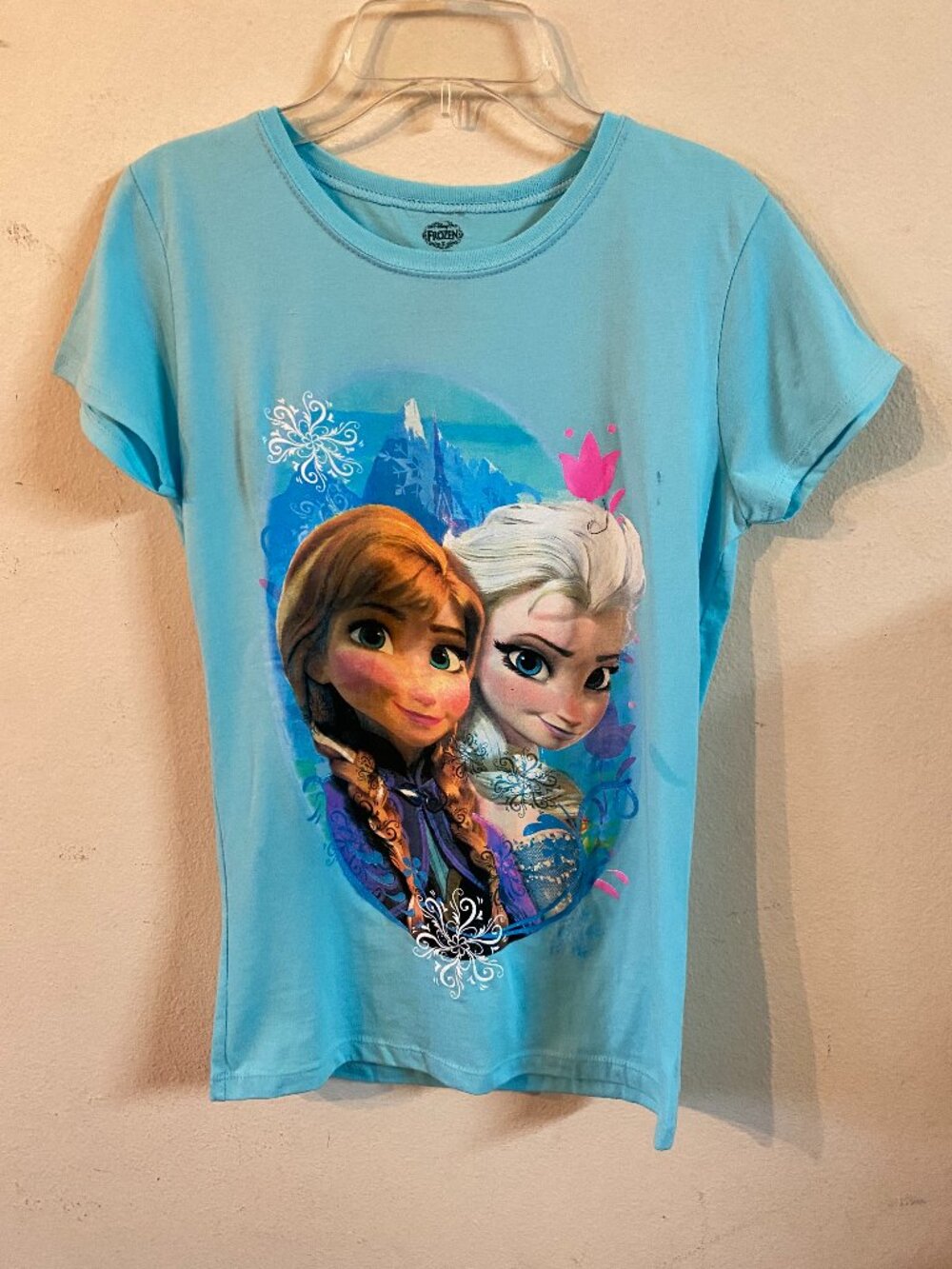 FROZEN GIRL'S XL BABY BLUE T-SHIRT